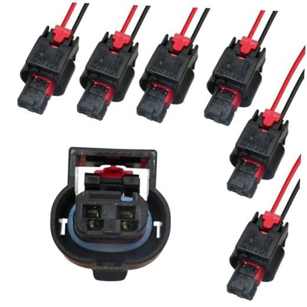 Ignition coil pigtail connector harness set with four black connectors and red/black wires