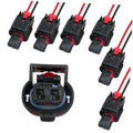 Ignition coil pigtail connector harness set with four black connectors and red/black wires