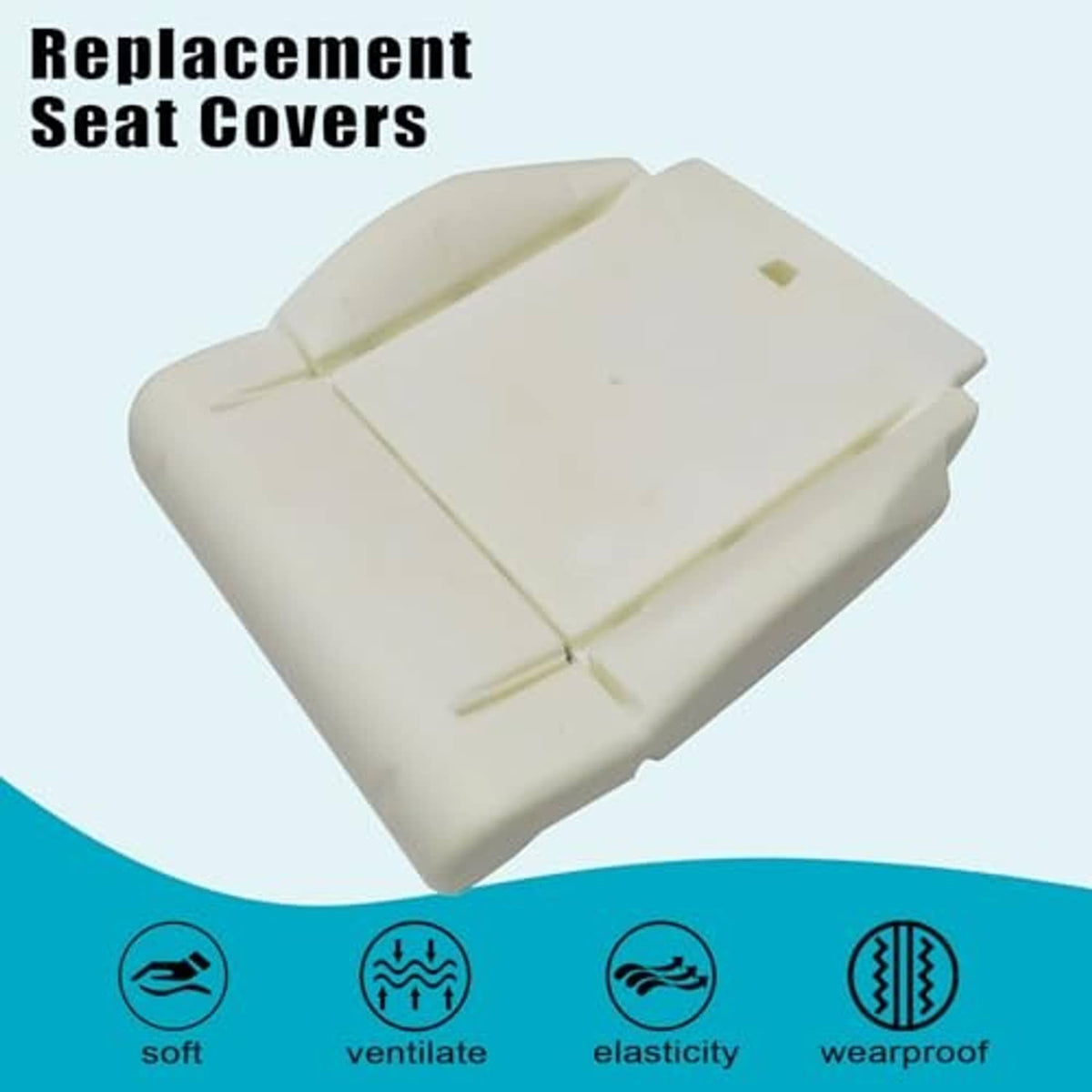 Beige replacement seat cushion insert, angled top view