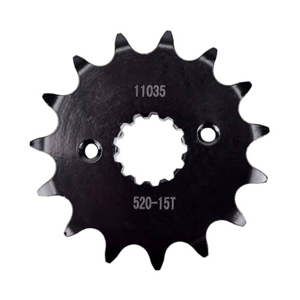 Black 15-tooth front sprocket with center gear opening and 520 pitch