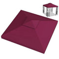 Double-tier pop-up gazebo canopy top cover, burgundy fabric fold-over panel