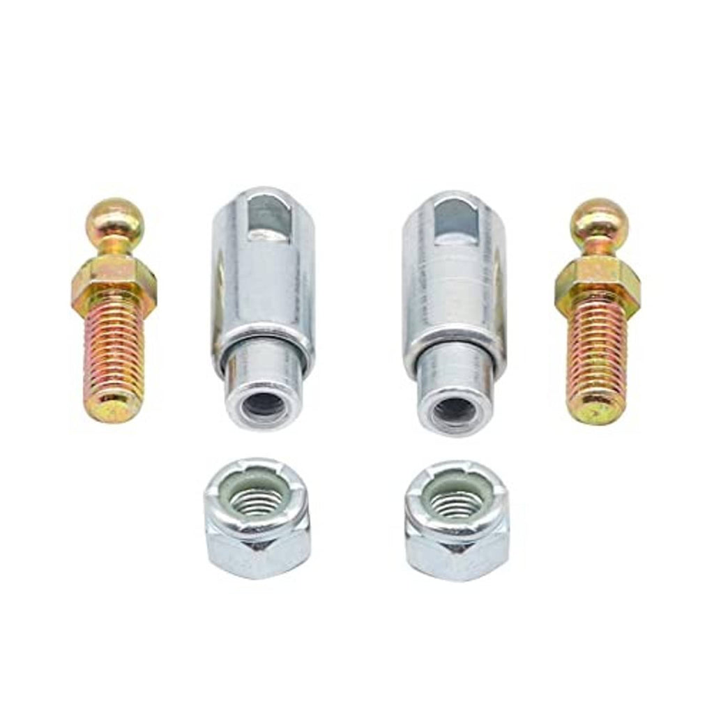 Transmission cable ball stud kit with two gold ball studs, two silver sleeves, two hex nuts