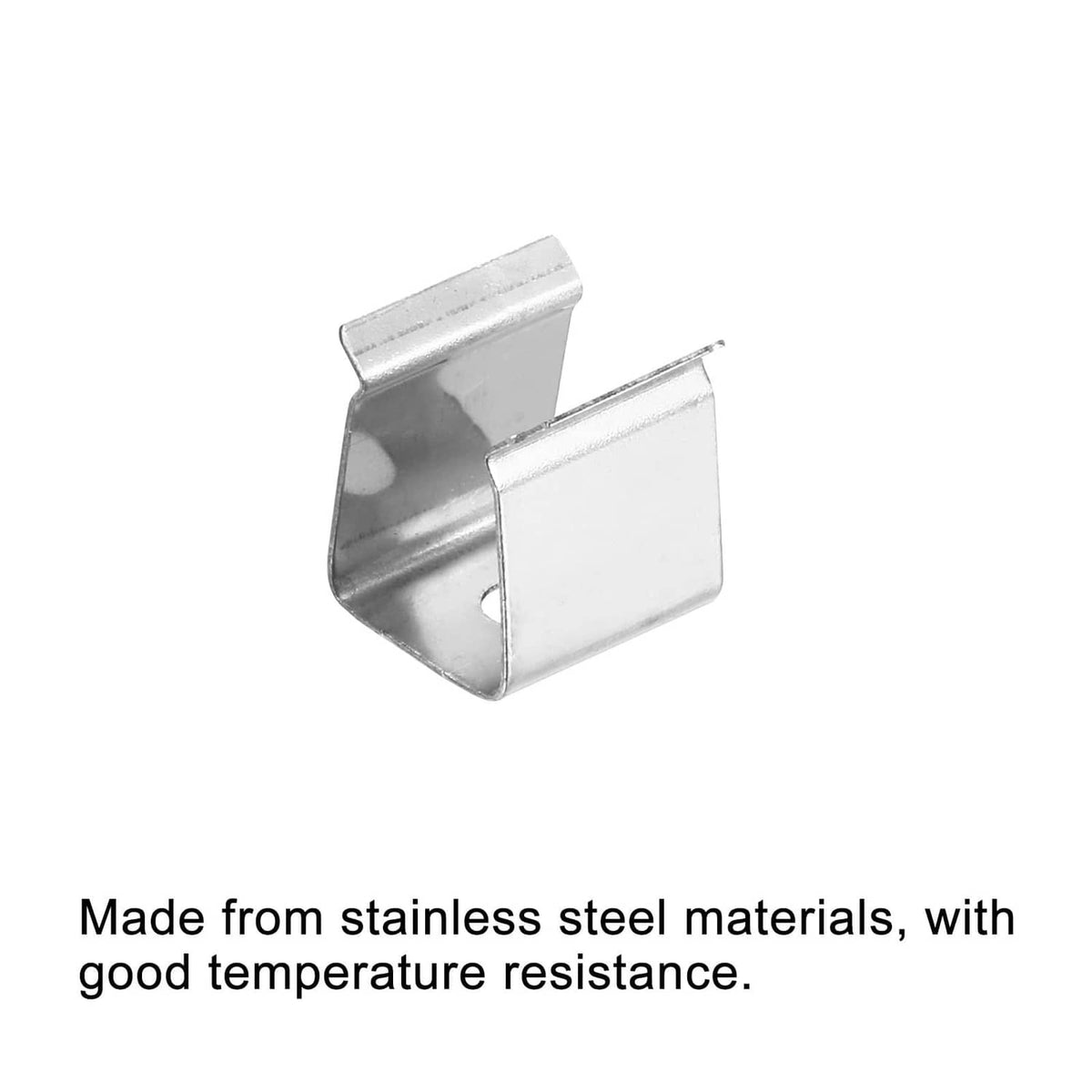 Stainless steel rope light mounting clip, silver, side view