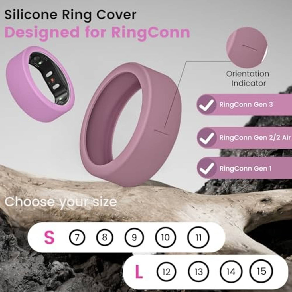 Purple silicone ring cover with orientation indicator for wearable ring