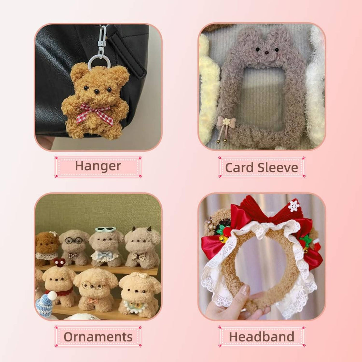 Jumbo chenille pipe cleaners used for plush ornaments, keychain, headband, and sleeves