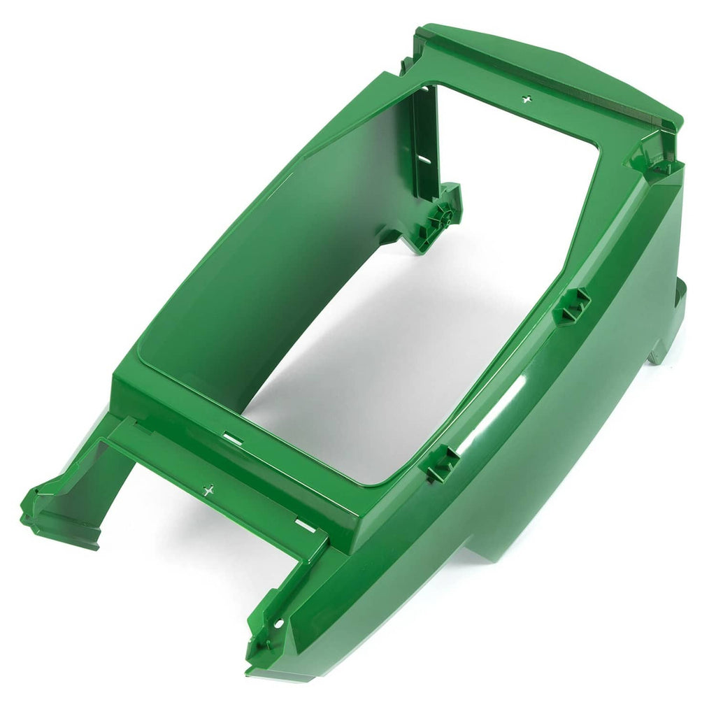 John Deere front lower hood, green plastic housing with large center opening