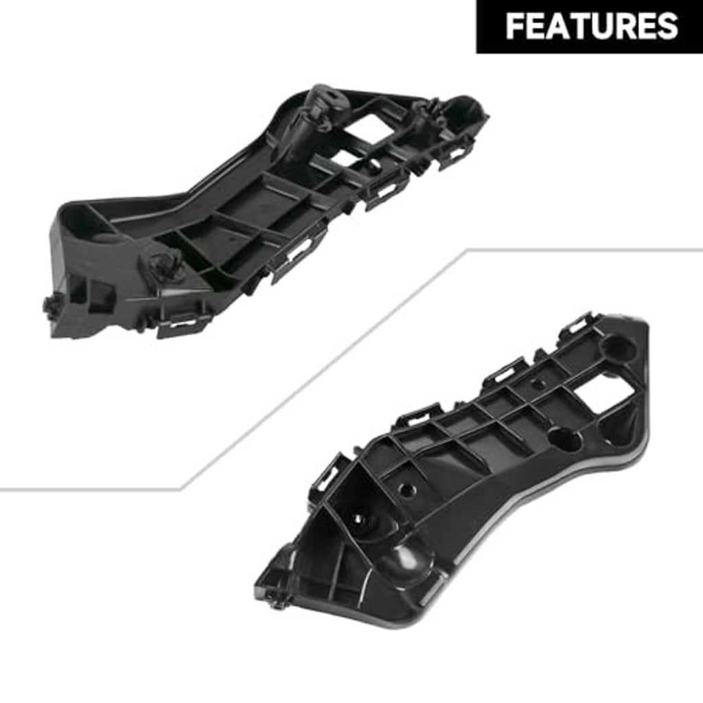 Set of two black front bumper bracket supports with oval openings and snap tabs