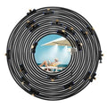 Misting cooling line with coiled black tubing and brass mist nozzles, 26 ft kit