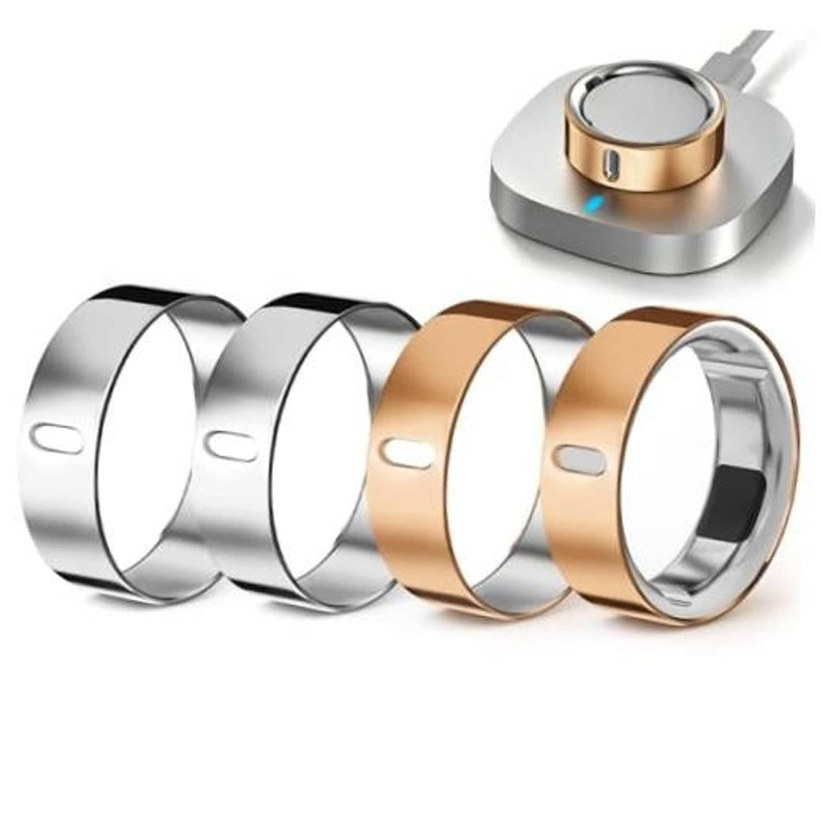 Set of 4 TPU ring protector covers: two silver and two rose-gold for Oura ring
