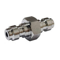 Stainless steel double male quick-disconnect coupling adapter with threaded ports