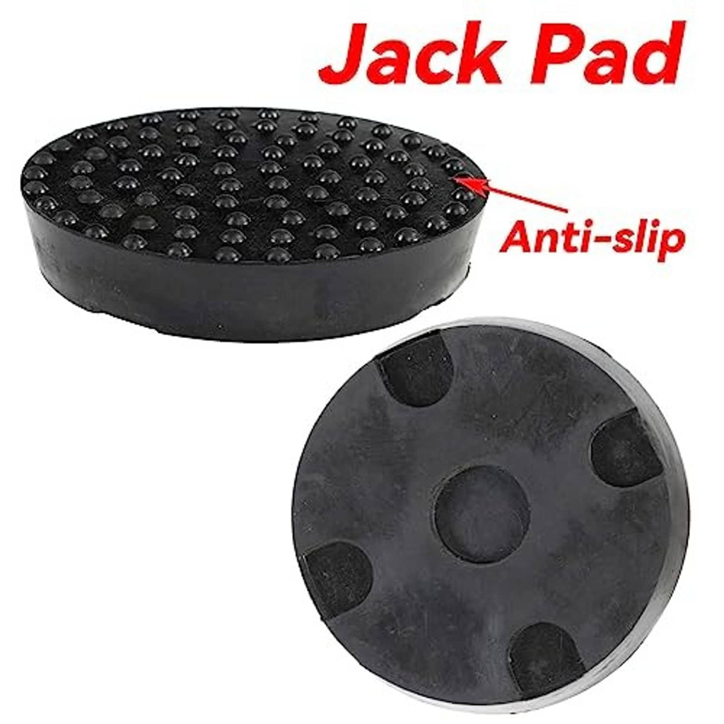 Black anti-slip jack pad with studded top and round base