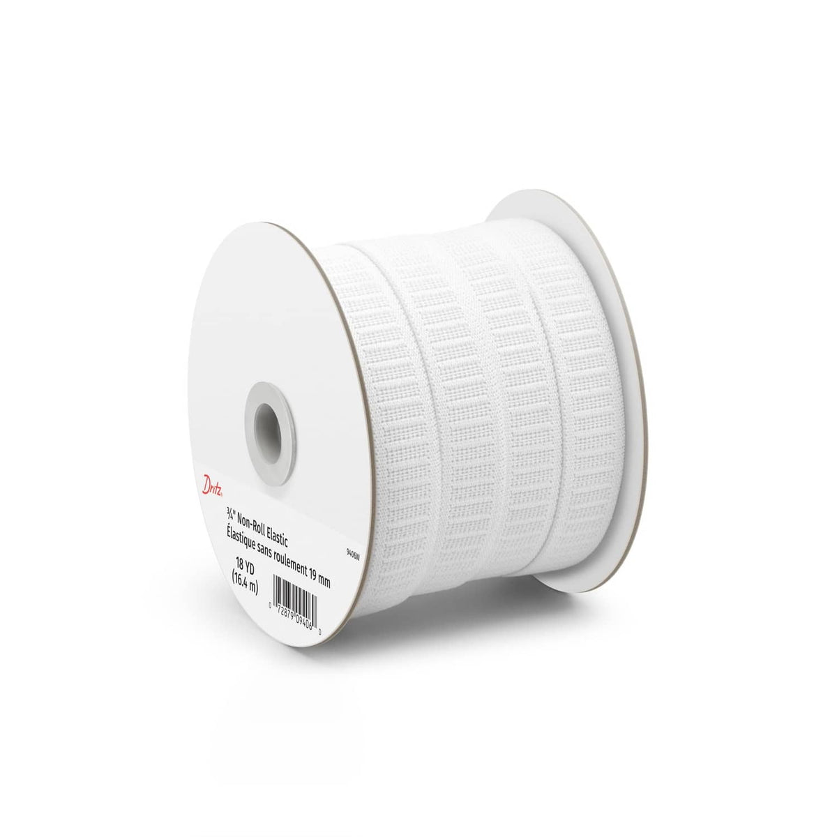 White woven elastic tape on a roll, non-roll style