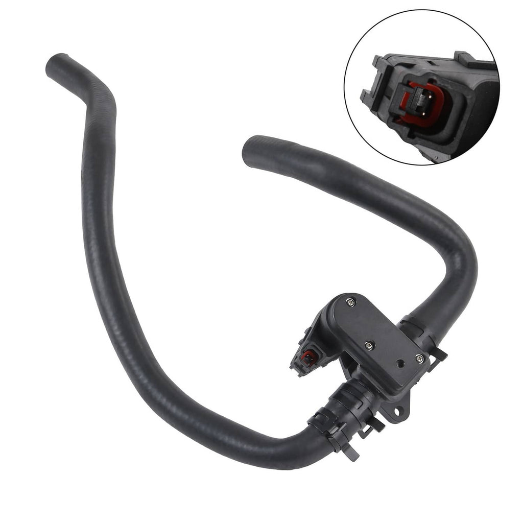 Black HVAC heater inlet hose with control valve and electrical connector
