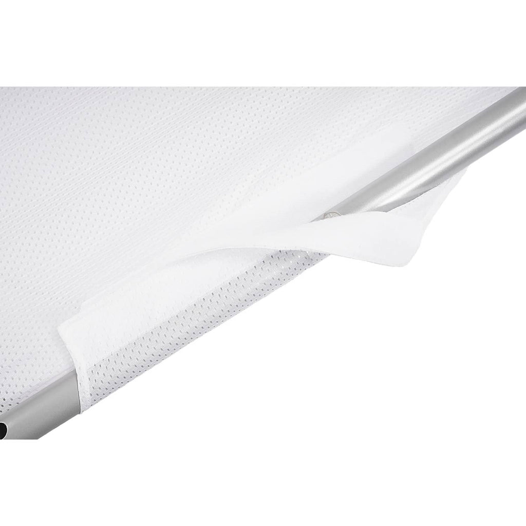 White boat sun shade fabric with perforated texture and folded edge