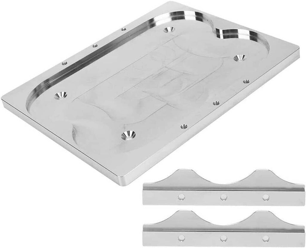 Battery mounting tray with silver plate and two matching hold-down brackets