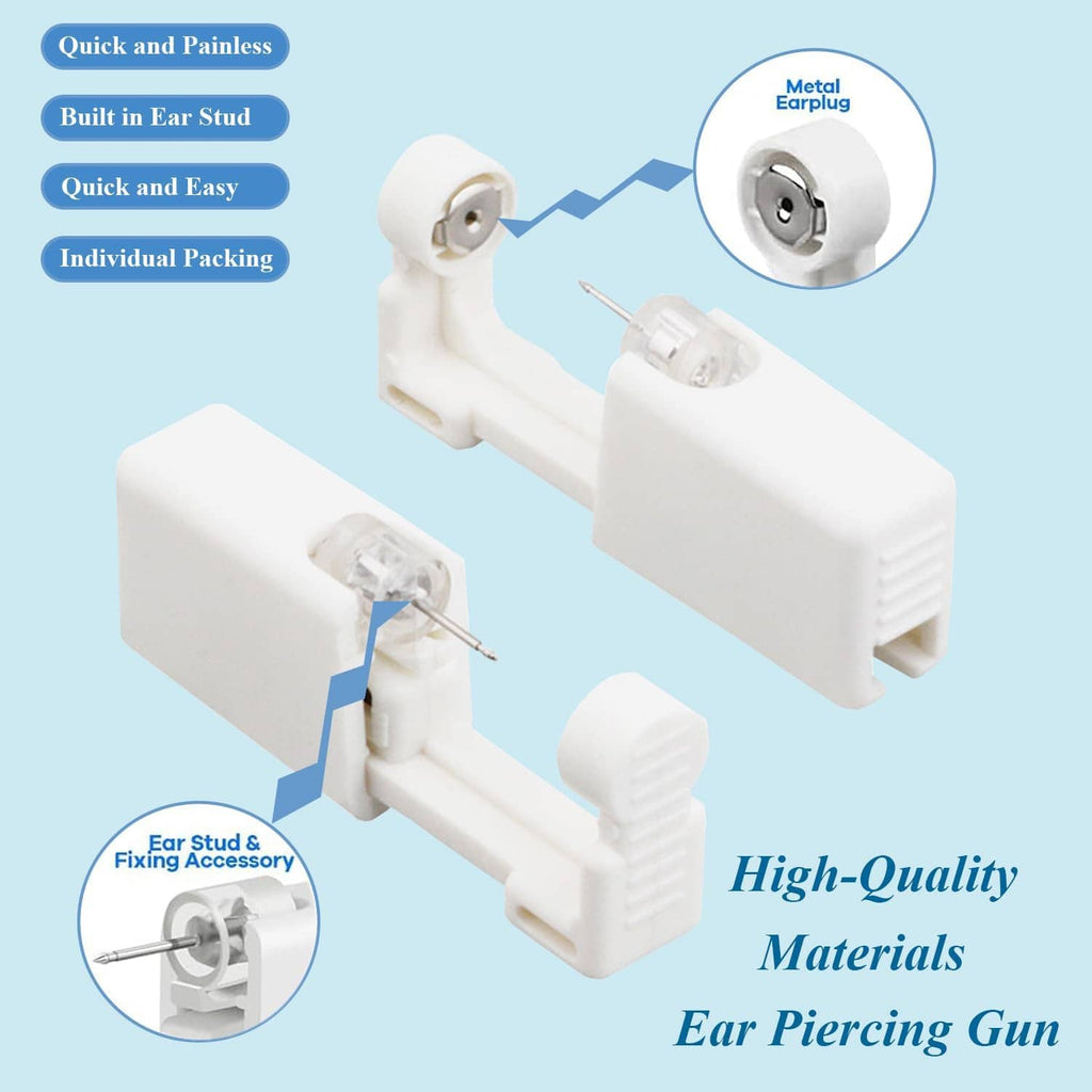 Disposable ear piercing gun with built-in round clear CZ stud and metal earring post
