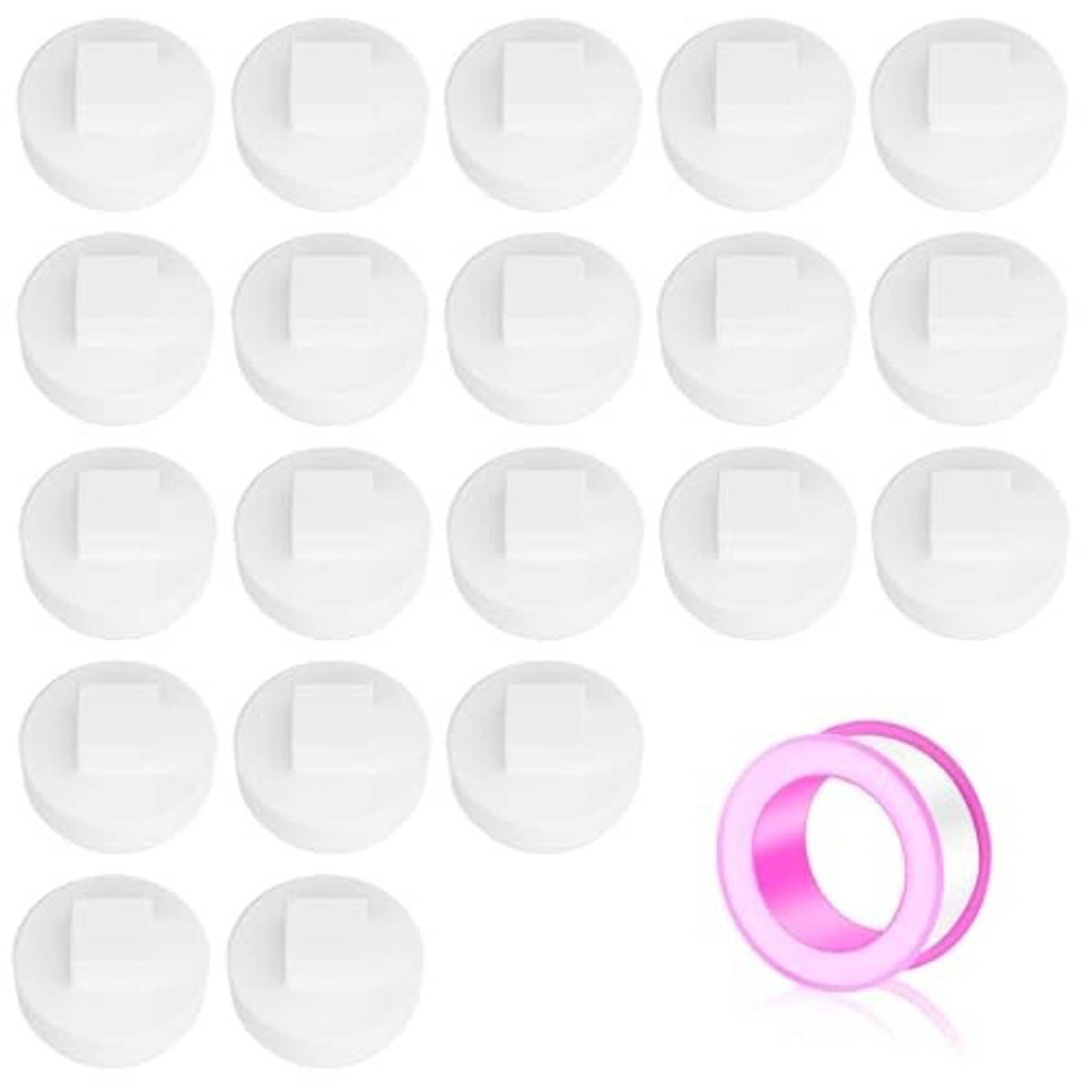 White PVC cleanout plug end cap adaptor, round cap with smooth opening
