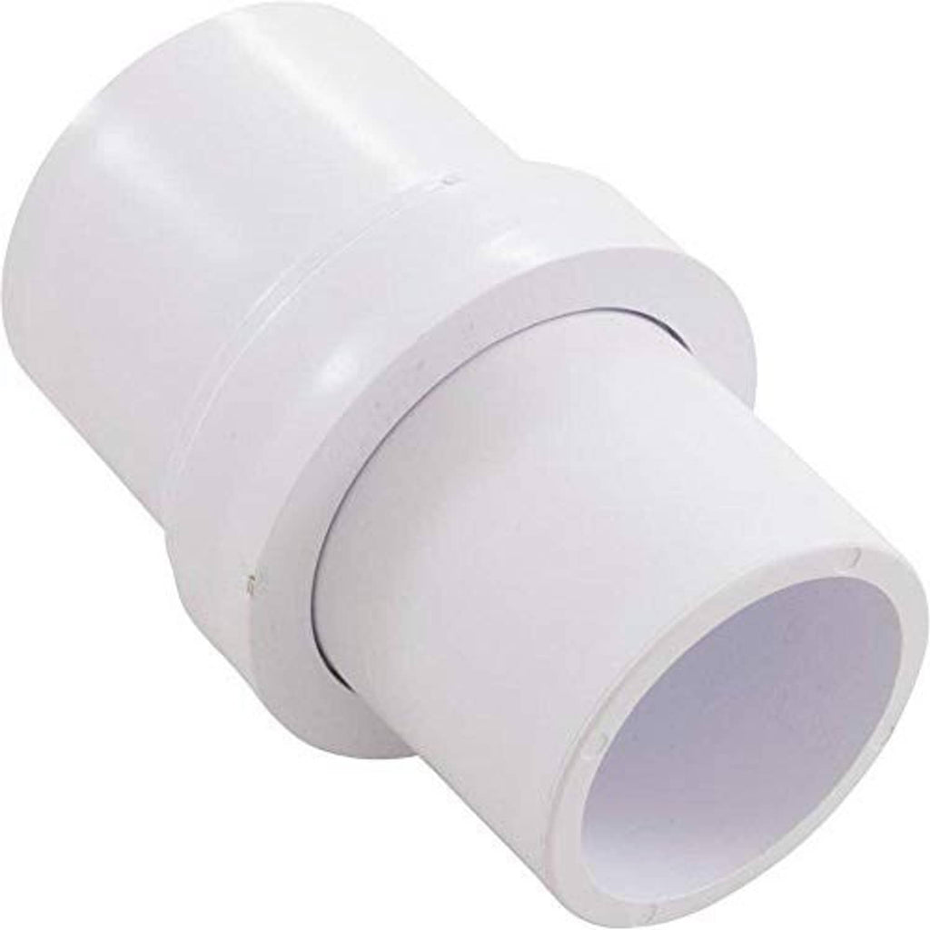 White pool vacuum swivel adapter connector, close-up of coupler opening.