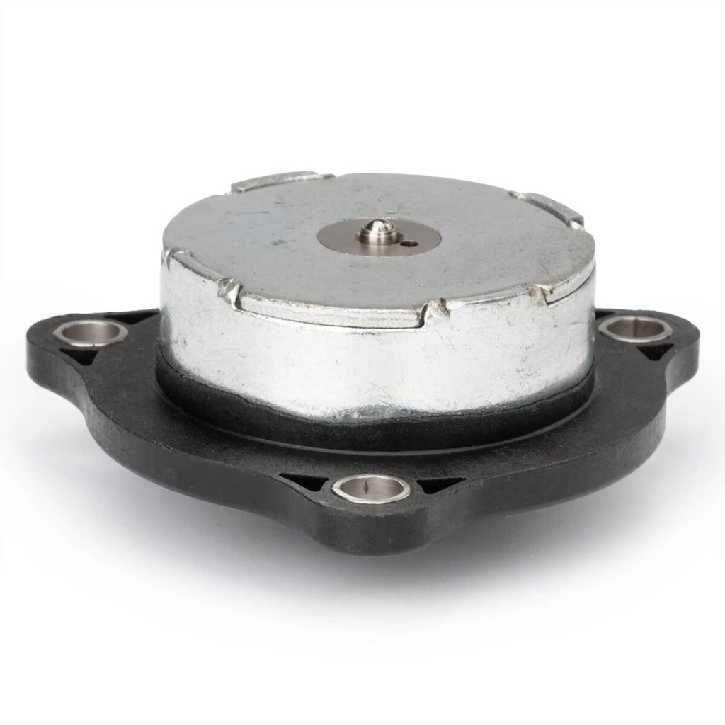 Camshaft phaser actuator with round silver housing and four threaded mounting studs