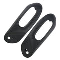 Black power seat switch panel bezel pair with oval openings and two mounting holes
