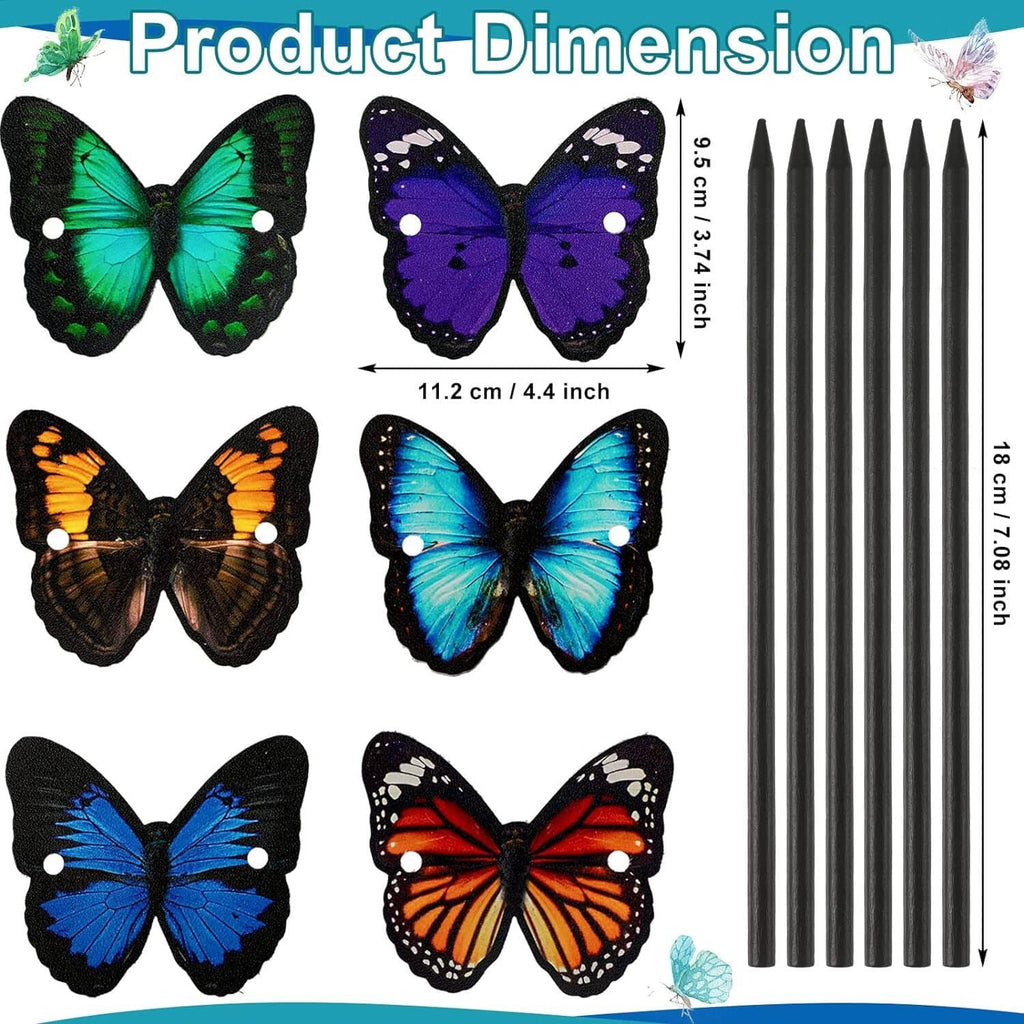 Multi-color butterfly leather hair clips with size diagram showing black bars