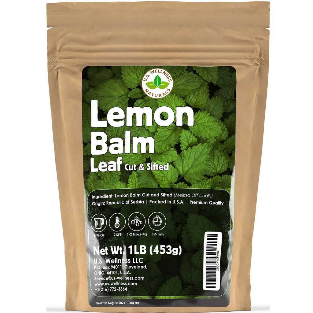 Lemon balm tea pouch with cut and sifted leaves, 1 lb net weight