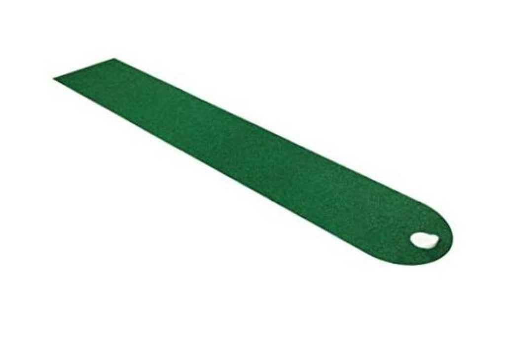 Green 18-inch putting mat with rounded end and white alignment marker