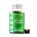 Sea moss gummies supplement bottle with green label and white ribbed cap, 60 count