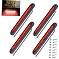 Set of 4 red LED trailer tail light bars with black housing and side wiring lines