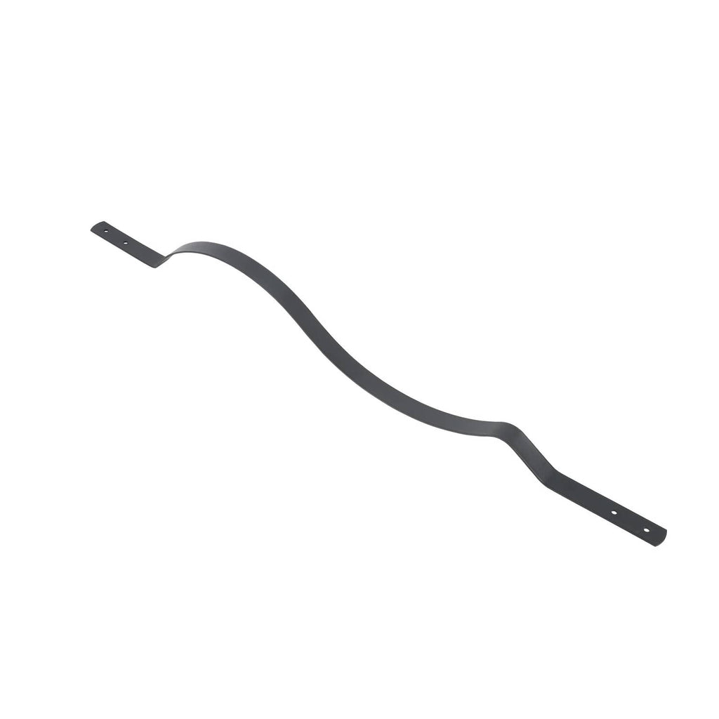 Black steel deck baluster spindle with curved wave shape and end mounting holes