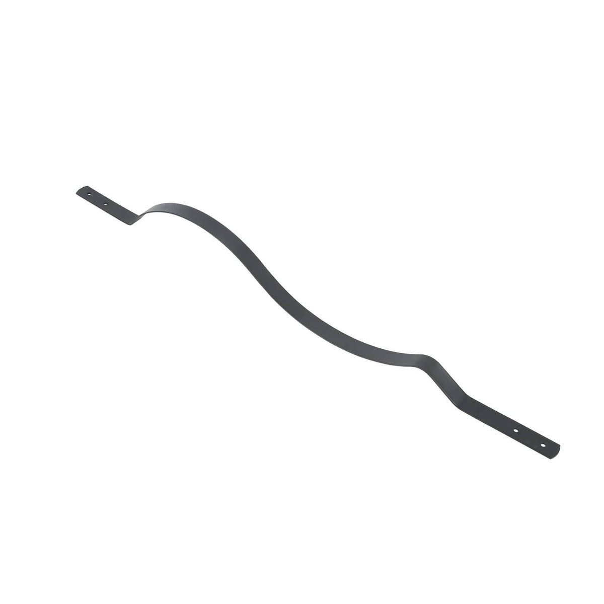Black steel deck baluster spindle with curved wave shape and end mounting holes