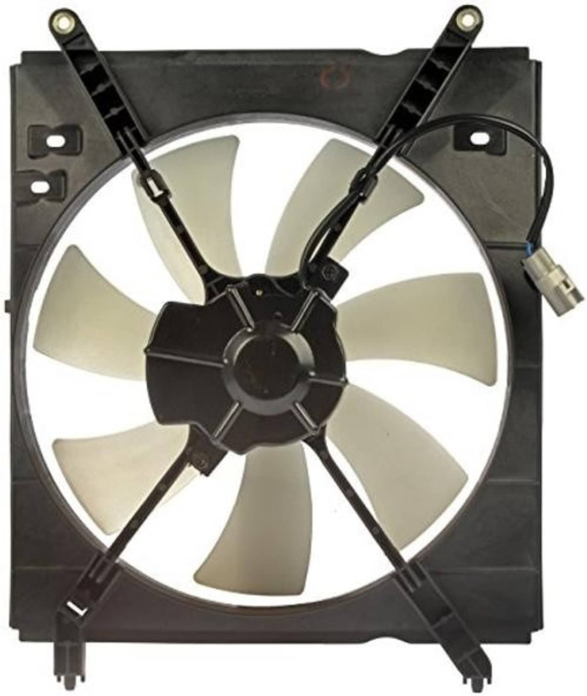 Passenger-side engine cooling fan assembly with black shroud and right-side wiring connector