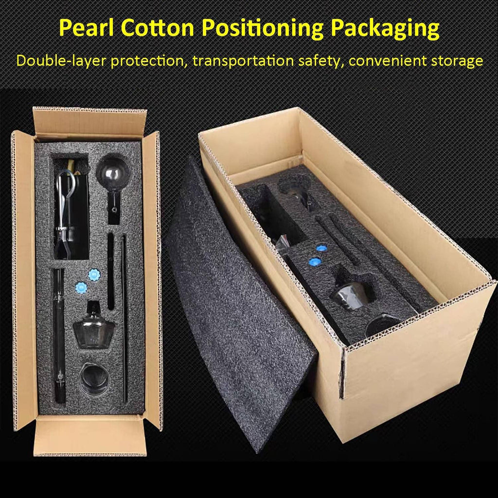 Distillation kit packaging with foam insert and boxed accessory compartments