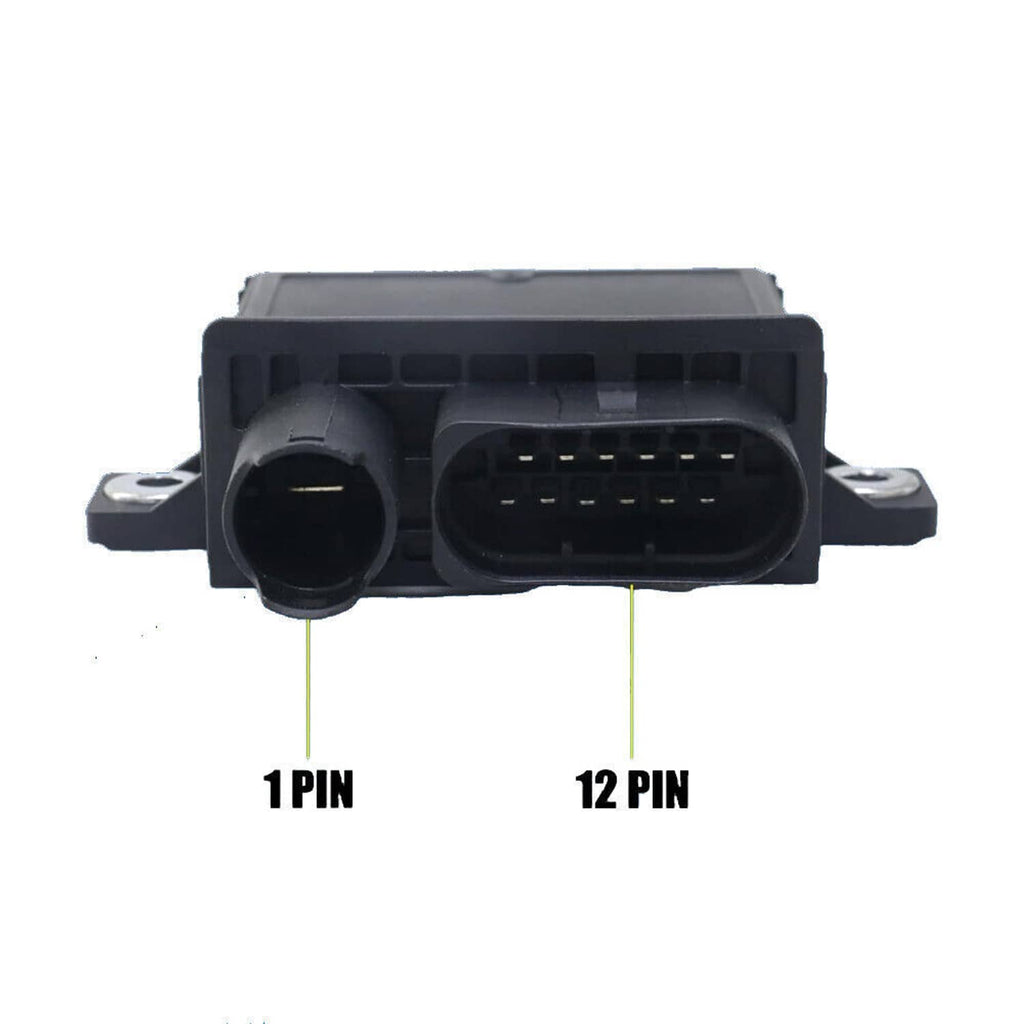 Glow plug control module with round and multi-pin electrical sockets