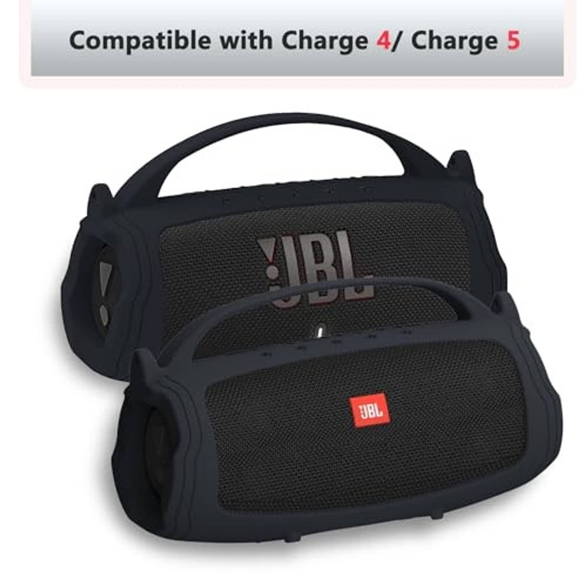 Black JBL silicone speaker cover with matching EVA hard travel case lid