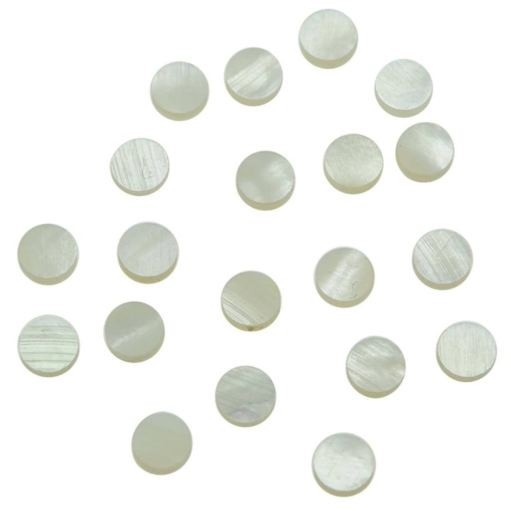 Round mother-of-pearl inlay discs in natural ivory with visible grain patterns (20 pcs)