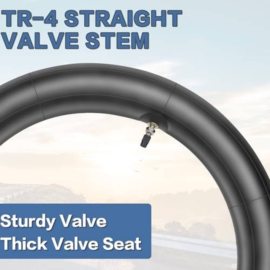 Black inner tube with TR-4 straight valve stem and thick valve seat detail