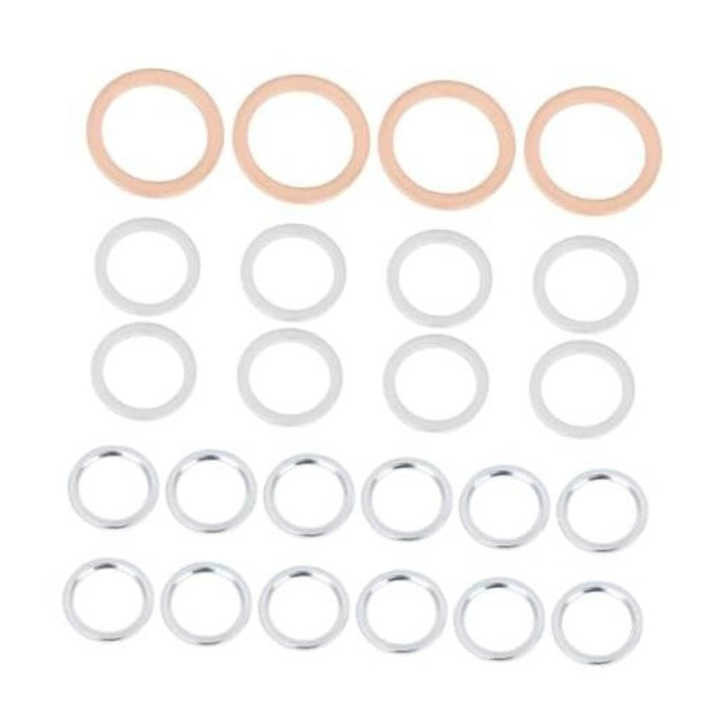 Differential transfer case crush washer gasket kit with copper and silver circular rings