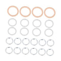 Differential transfer case crush washer gasket kit with copper and silver circular rings