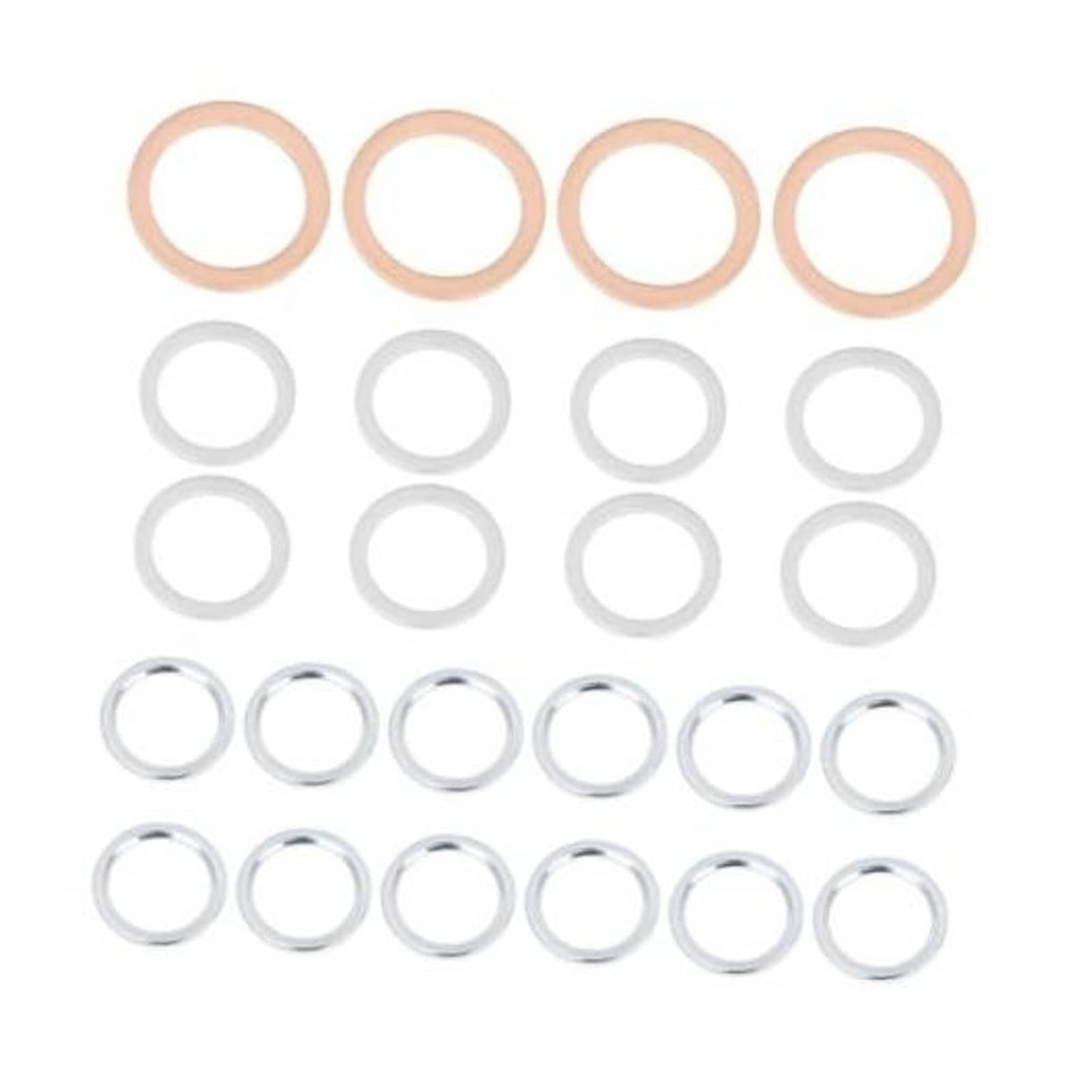 Differential transfer case crush washer gasket kit with copper and silver circular rings