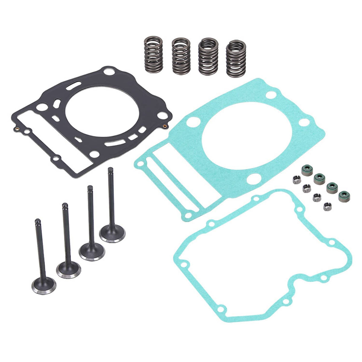 Engine gasket and valve-cover hardware kit with springs, seals, and mounting pieces