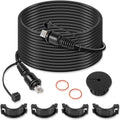 Black 25 ft marine RJ45 Ethernet cable with male connectors and split waterproof caps