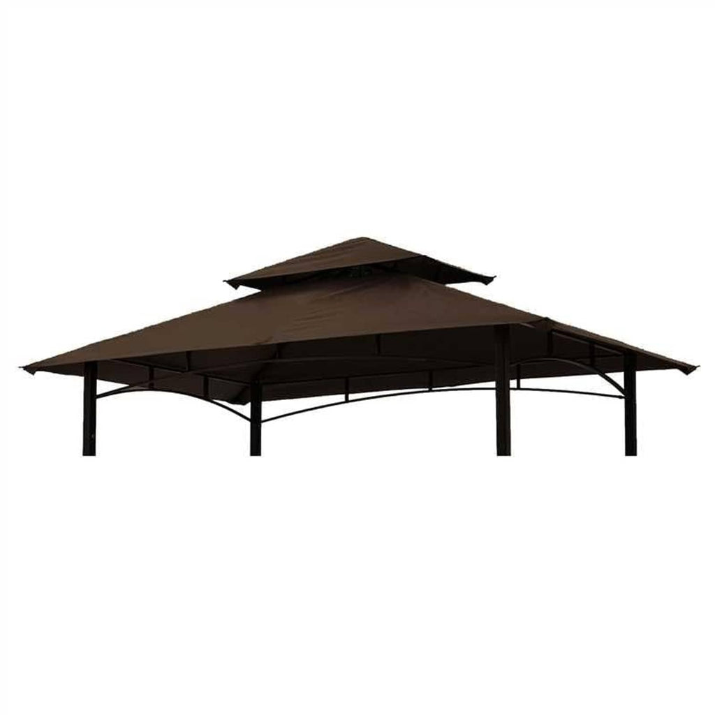 Brown grill gazebo replacement canopy roof with sloped panels and side open frame