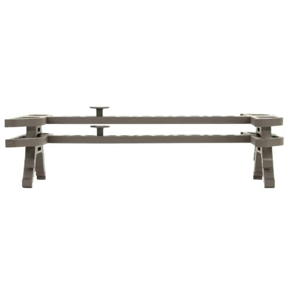 Brown aluminum climbing sticks shown side-on with ladder rungs and support legs