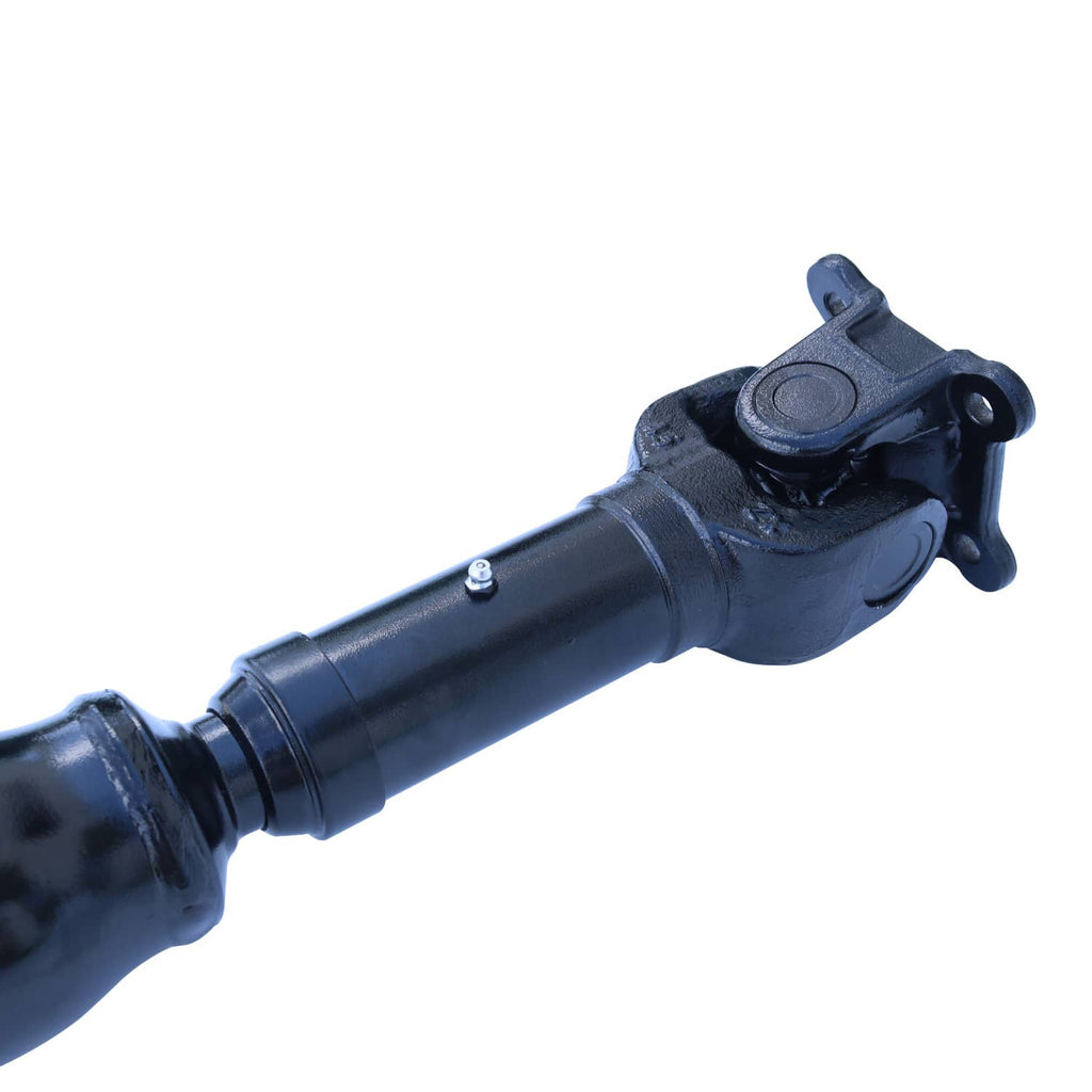 Rear driveshaft prop shaft assembly close-up of joint housing and shaft