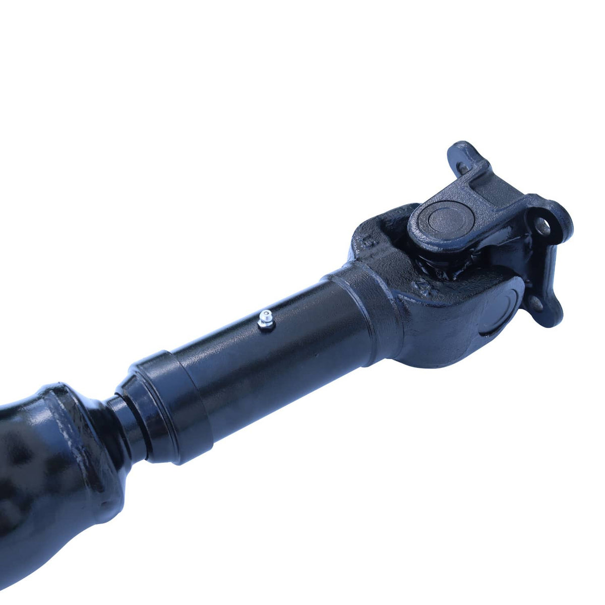 Rear driveshaft prop shaft assembly close-up of joint housing and shaft