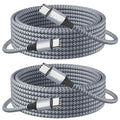 240W USB-C to C charging cables, braided grey set of 2 with USB-C connectors