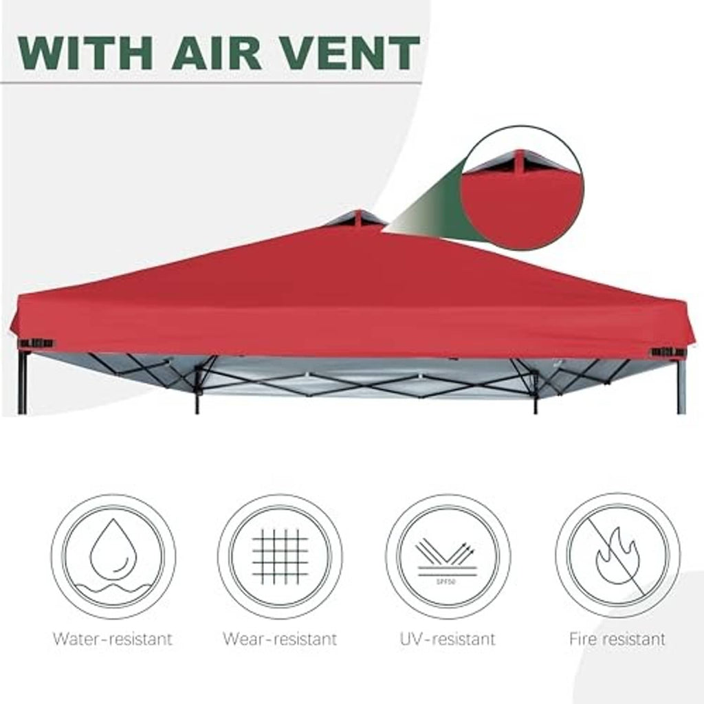 Red canopy top replacement with air vent and silver roof support bars