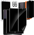 Privacy screen protector films, set with cutouts, glossy black for foldable phone