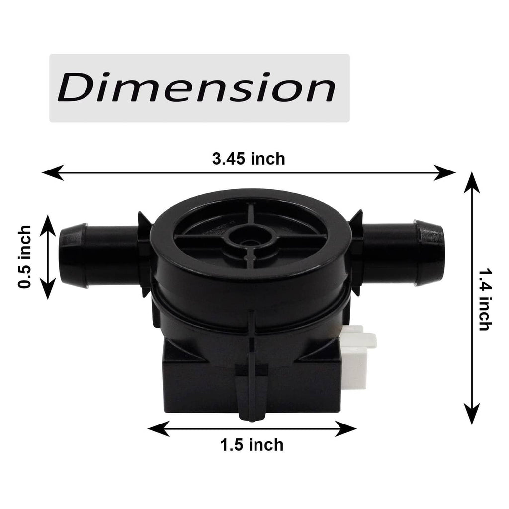 Compact black inlet flow meter with circular top and side hose fittings